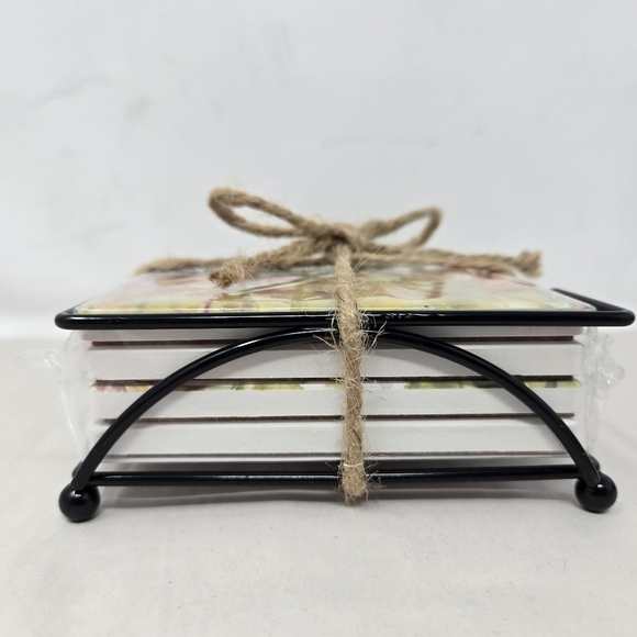 Coaster Set Be Happy Primitives By Kathy Flowers Scenery Absorbent, Water Colors - Picture 3 of 10